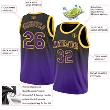 Charger l&#39;image dans la galerie, Custom Black Purple-Gold Authentic Fade Fashion Basketball Jersey
