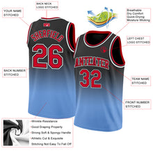 Charger l&#39;image dans la galerie, Custom Black Red-Light Blue Authentic Fade Fashion Basketball Jersey
