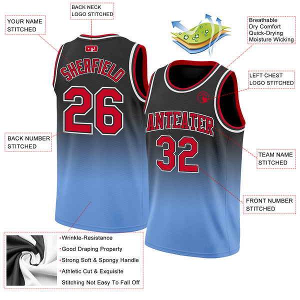 Cheap Custom Black Red-Light Blue Authentic Fade Fashion Basketball Jersey  Free Shipping – CustomJerseysPro