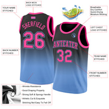 Charger l&#39;image dans la galerie, Custom Black Pink-Light Blue Authentic Fade Fashion Basketball Jersey
