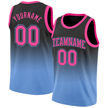 Charger l&#39;image dans la galerie, Custom Black Pink-Light Blue Authentic Fade Fashion Basketball Jersey
