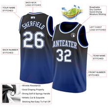 Laden Sie das Bild in den Galerie-Viewer, Custom Black White-Royal Authentic Fade Fashion Basketball Jersey
