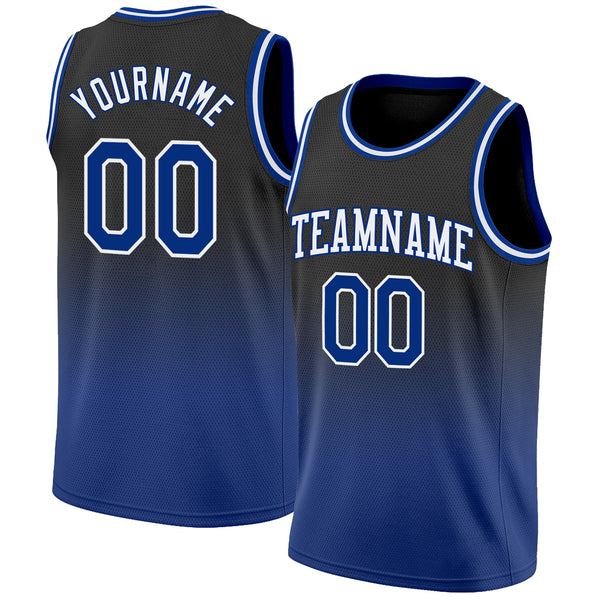 Custom Black Royal-White Authentic Fade Fashion Basketball Jersey Discount