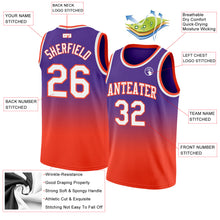 Load image into Gallery viewer, Custom Purple White-Orange Authentic Fade Fashion Basketball Jersey
