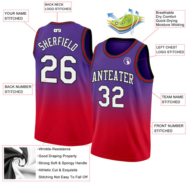 Cheap Custom Purple White-Red Authentic Fade Fashion Basketball Jersey Free  Shipping – CustomJerseysPro