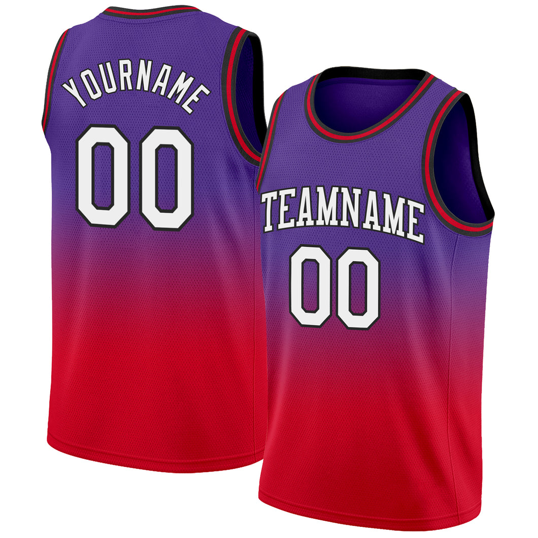 Custom Black White-Purple Authentic Fade Fashion Basketball Jersey in 2023