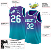 Charger l&#39;image dans la galerie, Custom Purple White-Teal Authentic Fade Fashion Basketball Jersey
