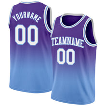 Загрузить изображение в средство просмотра галереи, Custom Purple White-Light Blue Authentic Fade Fashion Basketball Jersey
