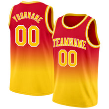 Charger l&#39;image dans la galerie, Custom Red Gold-White Authentic Fade Fashion Basketball Jersey
