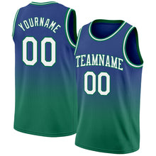 Load image into Gallery viewer, Custom Royal White-Kelly Green Authentic Fade Fashion Basketball Jersey
