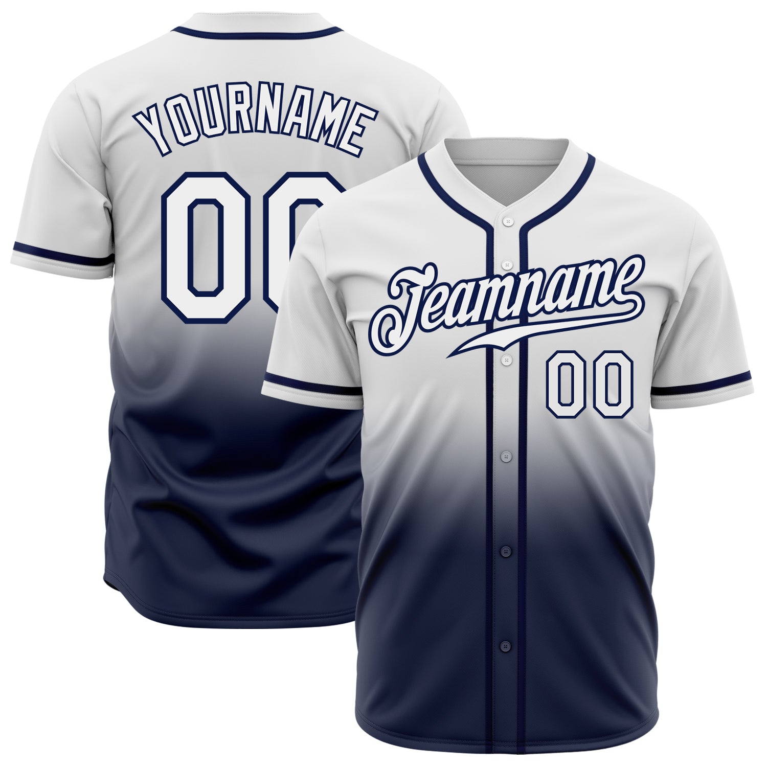 Custom Light Blue Navy-White Authentic Fade Fashion Baseball Jersey Discount