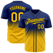 Load image into Gallery viewer, Custom Royal Yellow-Black Authentic Fade Fashion Baseball Jersey
