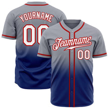 Загрузить изображение в средство просмотра галереи, Custom Gray White Royal-Red Authentic Fade Fashion Baseball Jersey
