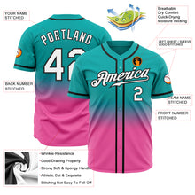 Laden Sie das Bild in den Galerie-Viewer, Custom Aqua White Pink-Black Authentic Fade Fashion Baseball Jersey
