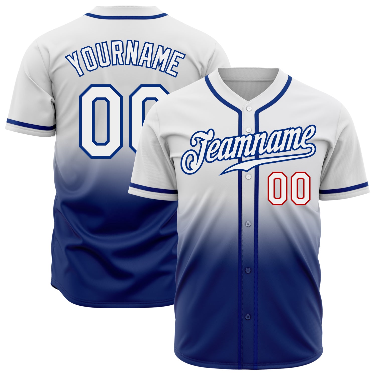 Cheap Custom Royal White-Red Authentic Fade Fashion Baseball Jersey Free  Shipping – CustomJerseysPro