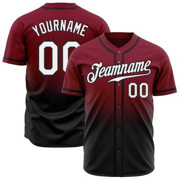 Custom Crimson White-Black Authentic Fade Fashion Baseball Jersey