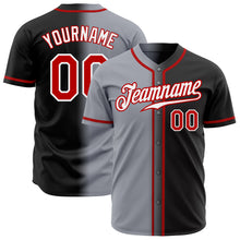 Laden Sie das Bild in den Galerie-Viewer, Custom Black Red Gray-White Authentic Gradient Fashion Baseball Jersey
