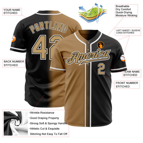 Custom Black Gold-White Authentic Baseball Jersey – CustomJerseysPro