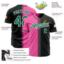 Load image into Gallery viewer, Custom Black Kelly Green Pink-White Authentic Gradient Fashion Baseball Jersey
