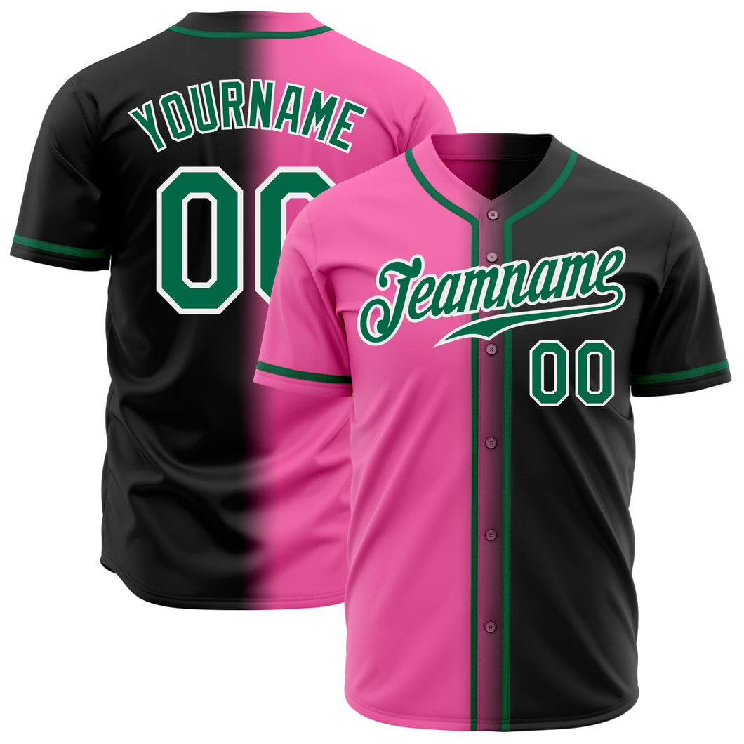 Custom Baseball Jersey Red Kelly Green-Black Authentic Gradient Fashion Women's Size:S