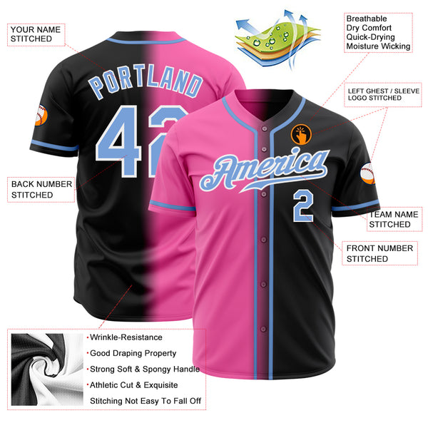 Cheap Custom Light Blue Pink-White Authentic Baseball Jersey Free Shipping  – CustomJerseysPro