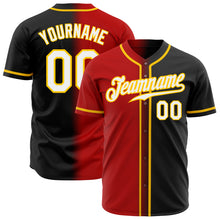 Charger l&#39;image dans la galerie, Custom Black White Red-Gold Authentic Gradient Fashion Baseball Jersey
