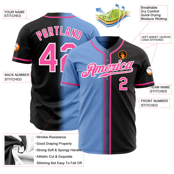 Cheap Custom White Light Blue-Pink Authentic Baseball Jersey Free Shipping  – CustomJerseysPro