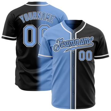 Custom Black Light Blue-White Authentic Gradient Fashion Baseball Jersey