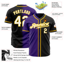 Charger l&#39;image dans la galerie, Custom Black White Purple-Gold Authentic Gradient Fashion Baseball Jersey
