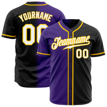 Charger l&#39;image dans la galerie, Custom Black White Purple-Gold Authentic Gradient Fashion Baseball Jersey
