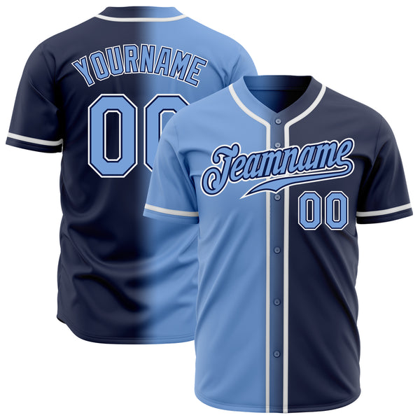 Gradient Blue Button Down Custom Dry Fit Baseball Jerseys