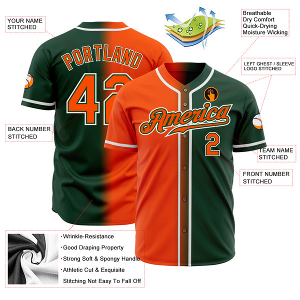 Custom Orange Neon Green Royal-White Gradient Fashion Authentic Baseball Jersey