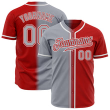 Charger l&#39;image dans la galerie, Custom Red Gray-White Authentic Gradient Fashion Baseball Jersey
