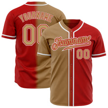 Load image into Gallery viewer, Custom Red Old Gold-White Authentic Gradient Fashion Baseball Jersey
