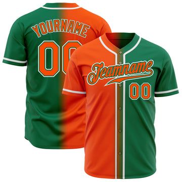 Custom Kelly Green Orange-White Authentic Gradient Fashion Baseball Jersey