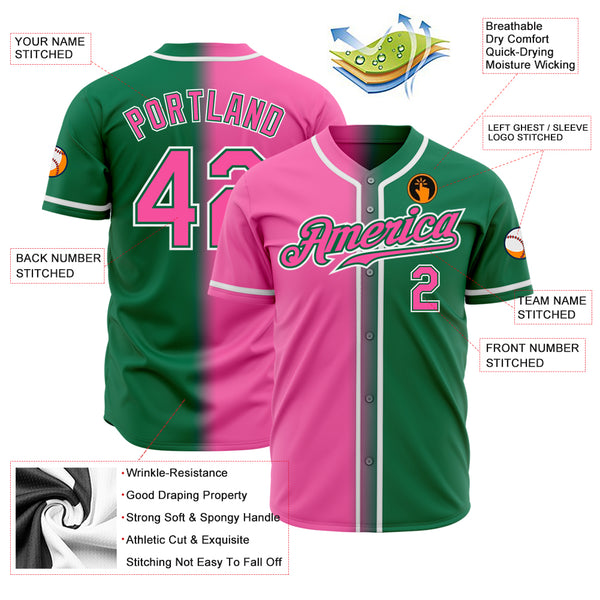 Cheap Custom Pink White Pinstripe Kelly Green Authentic Baseball Jersey  Free Shipping – CustomJerseysPro