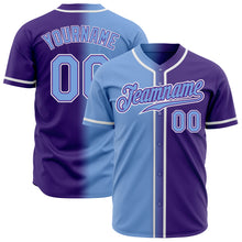 Laden Sie das Bild in den Galerie-Viewer, Custom Purple Light Blue-White Authentic Gradient Fashion Baseball Jersey
