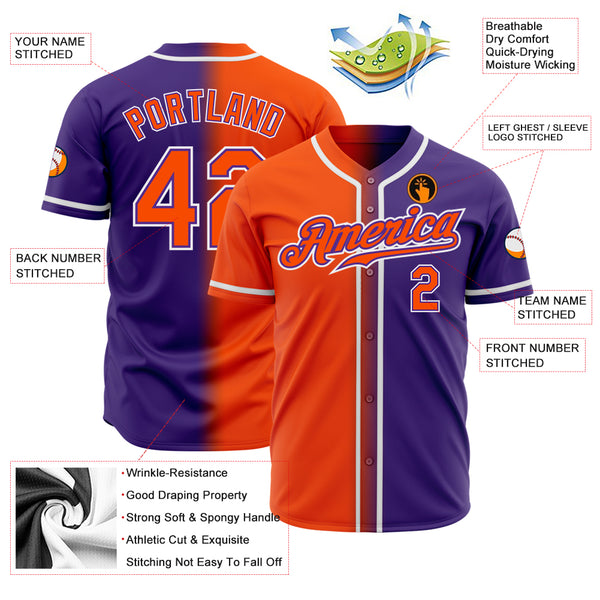 Cheap Custom Orange White-Purple Authentic Fade Fashion Baseball Jersey  Free Shipping – CustomJerseysPro