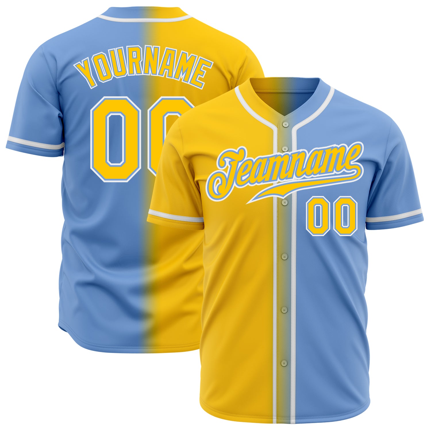 Cheap Custom Light Blue Yellow-Navy Authentic Gradient Fashion Baseball  JerseyLight Free Shipping – CustomJerseysPro