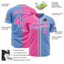 Laden Sie das Bild in den Galerie-Viewer, Custom Light Blue Pink-White Authentic Gradient Fashion Baseball Jersey
