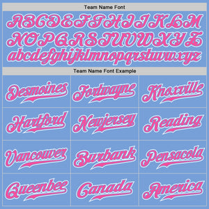 Custom Light Blue Pink-White Authentic Gradient Fashion Baseball Jersey