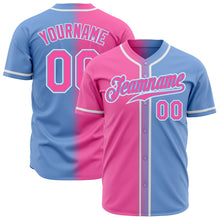 Laden Sie das Bild in den Galerie-Viewer, Custom Light Blue Pink-White Authentic Gradient Fashion Baseball Jersey
