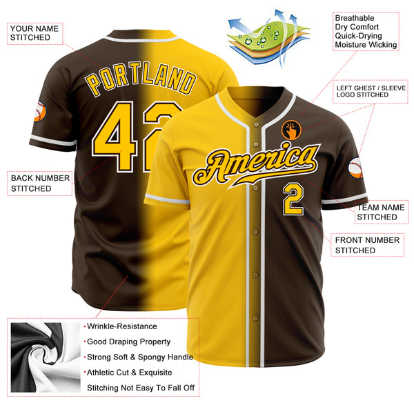 Cheap Custom White Brown Pinstripe Brown-Gold Authentic Baseball Jersey  Free Shipping – CustomJerseysPro