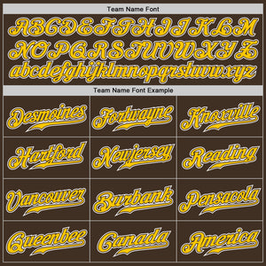 Custom Brown Yellow-White Authentic Gradient Fashion Baseball Jersey