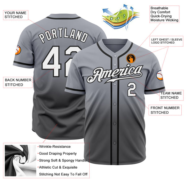 Cheap Custom Gray White Dark Gray-Black Authentic Fade Fashion Baseball  Jersey Free Shipping – CustomJerseysPro