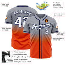 Laden Sie das Bild in den Galerie-Viewer, Custom Gray White Orange-Navy Authentic Fade Fashion Baseball Jersey
