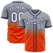 Laden Sie das Bild in den Galerie-Viewer, Custom Gray White Orange-Navy Authentic Fade Fashion Baseball Jersey
