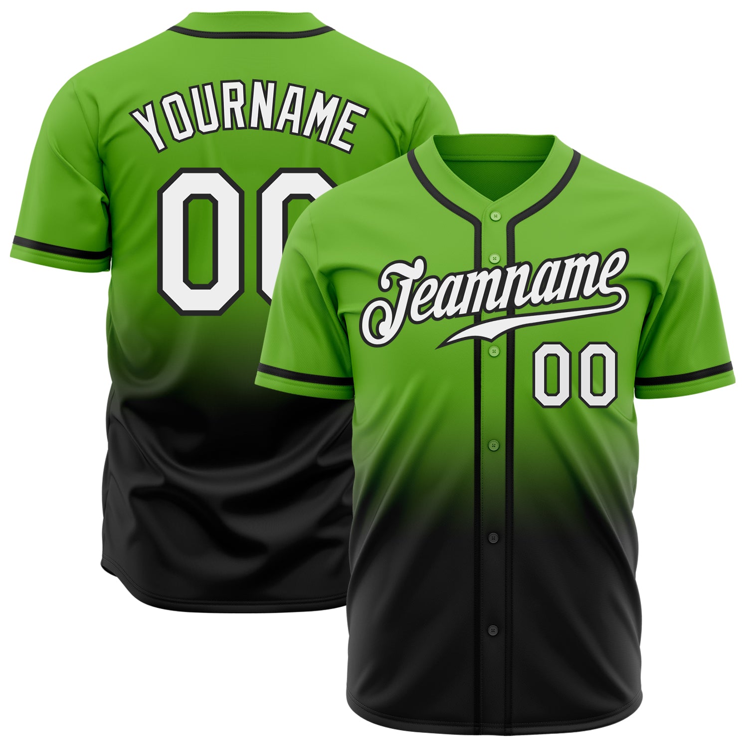 Cheap Custom Neon Green White-Black Authentic Fade Fashion Baseball Jersey  Free Shipping – CustomJerseysPro