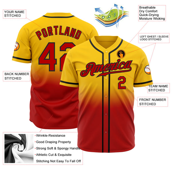 Cheap Custom Yellow Red-Black Authentic Baseball Jersey Free Shipping –  CustomJerseysPro