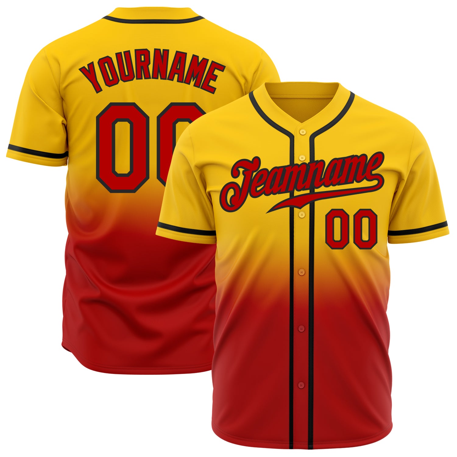 Cheap Custom Yellow Red-Black Authentic Baseball Jersey Free